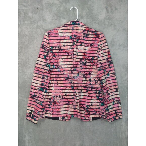 Banana Republic Blazer Womens 10 Pink Floral Striped Bella Jacket Blossom - Picture 2 of 14